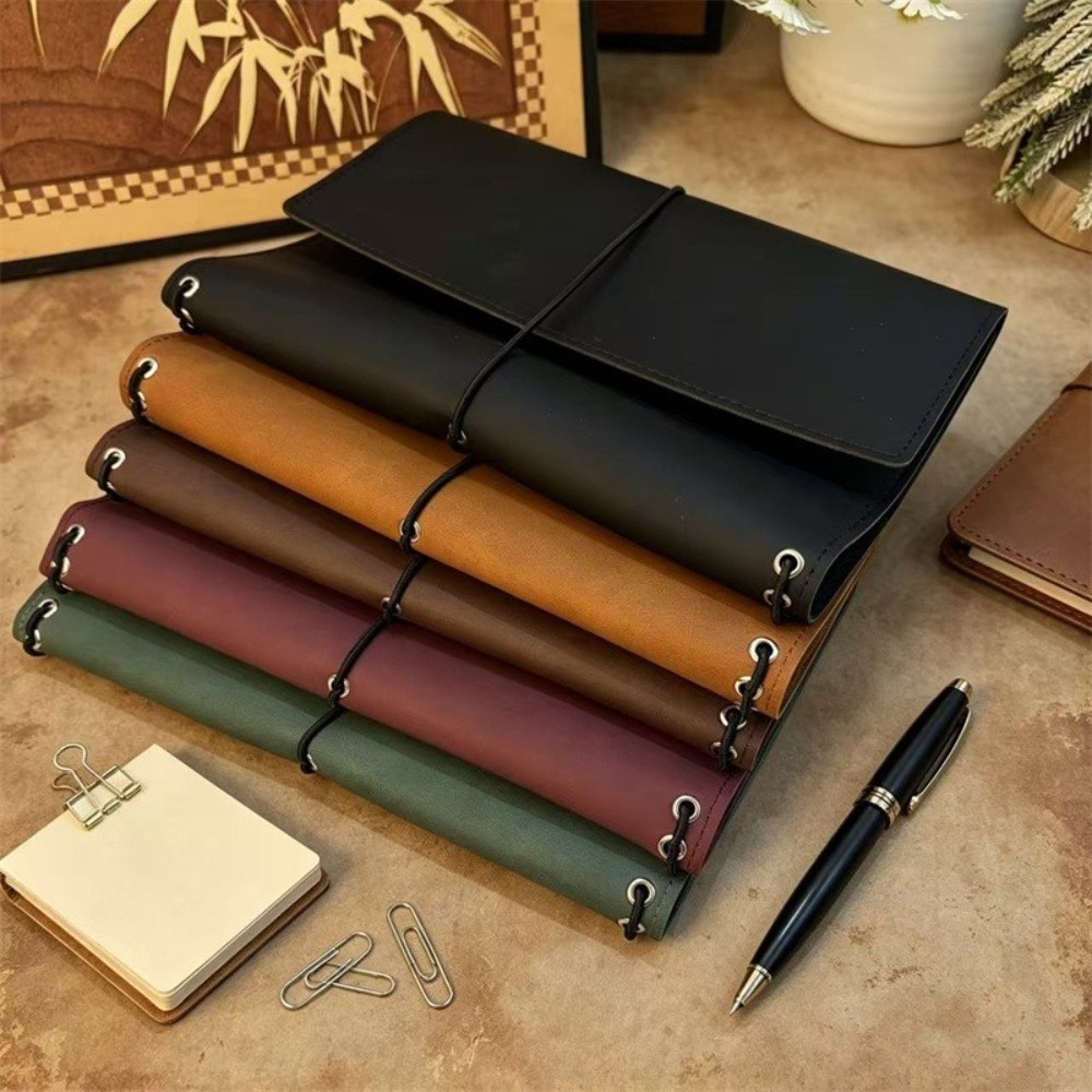 Vintage Leather Journal Notebook - Organizer Buku Catatan Isi Ulang, Sampul