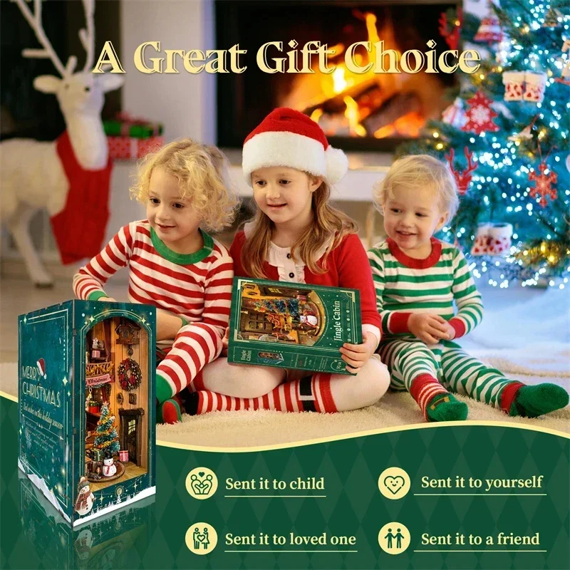 Selamat Natal DIY Rak Buku Min - Diy Wooden Book Nook Kit Shelf Insert ulasan dan harga